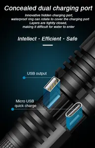 Nuova torcia P50 ad alta potenza modello di ricarica USB/torcia da equitazione per esterni con zoom telescopico 3A