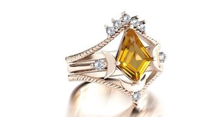 Anillo de cóctel de plata de ley 925 con citrino natural para mujer, joyería de lujo con piedras preciosas finas y engaste de púas en forma de cometa para boda - Product Image 6