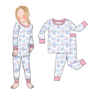 Custom Designs Comfortabele Zachte Bamboe Baby Meisjes Lange Mouw Top Met Broek Set Meisje Nachtkleding 2Pc Pjs