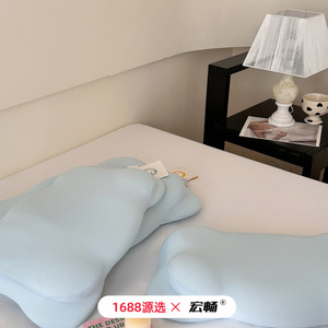 Oreiller en mousse à mémoire de forme en forme de nuage pour le soutien du cou, pour dormir sur le côté, bleu et rose WB-1218-H - Product Image 2
