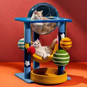 Produk Baru: Pohon Kucing Modern Empat Musim Desain Langit Berbintang 3 Tingkat dengan Rak Panjat, Tempat Tidur, dan Papan Garukan - Product Image 2