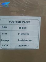 Rollo de Papel Especial Bond Blanco de Alta Calidad para Inyección de Tinta CAD, 24'' x 150', 40, 80, 120 GSM, Venta al por Mayor de Fábrica