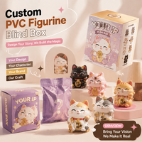 Figurine en résine PVC personnalisée, design mignon, 3D, mini chat porte-bonheur, boîte mystère, vente en gros chinoise, pour décoration intérieure et cadeaux