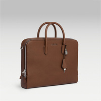Porte-documents de luxe en cuir pleine fleur grainé avec logo personnalisé, sac à main rigide classique et élégant pour homme, sacoche d'ordinateur portable professionnelle pour hommes