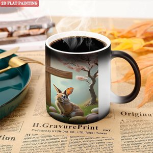 Heat Change Magic Mug 11oz Frosted Black <b>Ceramic</b> Custom Print Drinking <b>Cup</b> - Product Image 5