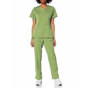 V-Neck <b>Scrub</b> Suit Set For Women Medical Staff Short Sleeve Split Design Moisture Wicking Uniforms Hospital Workwear - Product Image 5