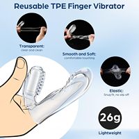 Vibrateur pour doigts à double stimulation Accessoire réutilisable Transparent Soft Stretchy Adult Sex Toys for Women Couples Mini Vibrator