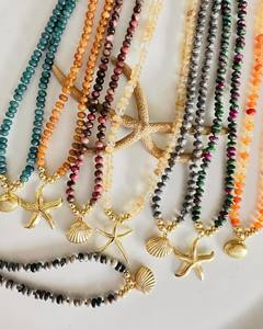 Verano playa estrella de mar Concha pequeña ballena cangrejo colgante collar con circón Crysta collar joyería para mujer - Product Image 4