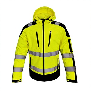 High Visibility Safety <b>Jacket</b> Reflective Workwear Waterproof Hooded Protective <b>Jacket</b> for Construction & Outdoor <b>Workers</b> - Product Image 1