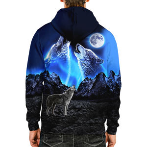 Felpa da uomo con cappuccio grafica lupo, felpa con cappuccio traspirante leggermente elasticizzata attiva per Outdoor primavera autunno - Product Image 2