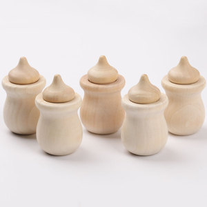 Wooden Craft <b>Jars</b> With Lids For DIY Decorative Ornaments 5Pcs Set Natural Finish - Product Image 1