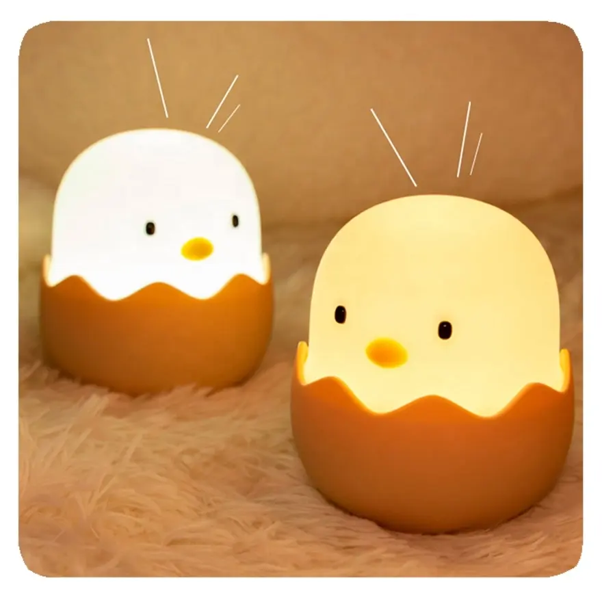 New Cute Creative Kids Baby Bedroom Decor Gift Soft Silicone Adjustable Usb Touch Sensor Chick Egg Shell Night Light Lamp