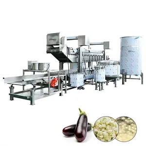 Automatic Eggplants Peel Machine Diced Eggplant Deep Fry Machine Industrial Electric Continuity Frying Machine