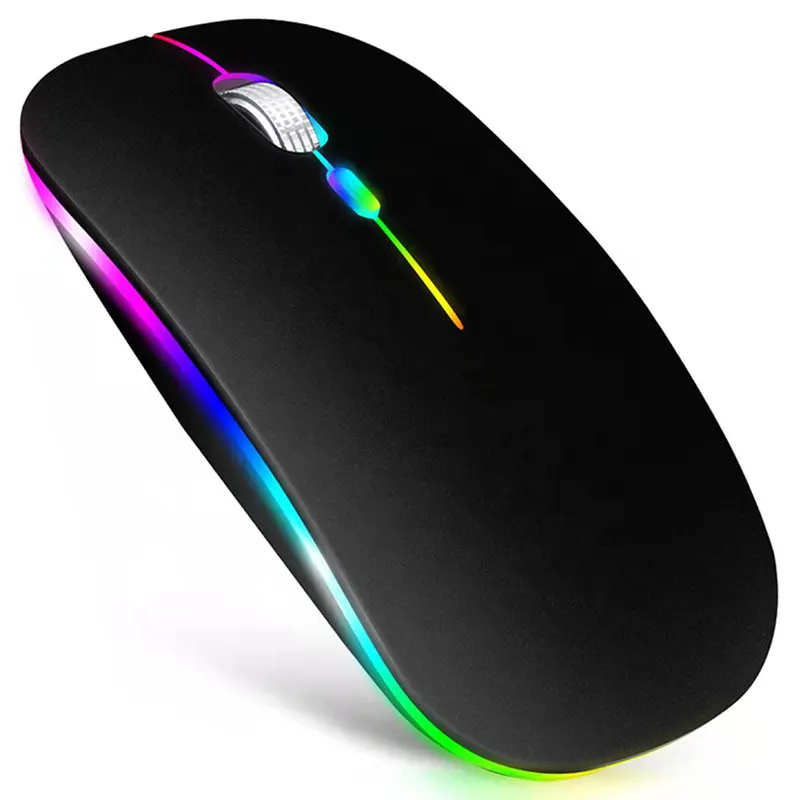 2022 Neue A2 Dual Mode Wireless Maus Silent Mute Wiederauf ladbare LED Bunte Lichter Computermaus USB Optisches RGB Licht Gua Stock