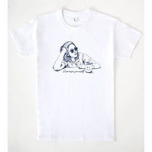 Expresso <b>Yourself</b> T-Shirt White Unisex Graphic Design Coffee Theme - Product Image 1