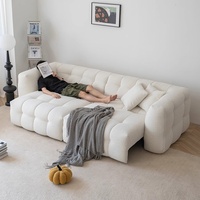 Sofá Cama Eléctrico Individual de Algodón, Retráctil, Estilo Nórdico Simple y Moderno, Tela de Lana de Cordero Blanca, para Apartamentos Pequeños