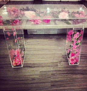Transparent Acrylic Coffee Dessert <strong>Buffet</strong> <strong>Tables</strong> Acrylic Bride <strong>Table</strong> Pure Acrylic Wedding <strong>Table</strong> With Inside Flowers - Product Image 3