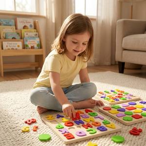 Rompecabezas de Madera <span class=keywords><strong>para</strong></span> <span class=keywords><strong>Niños</strong></span> con Números, Letras y Formas Geométricas, Tablero Cognitivo, Juguete Educativo <span class=keywords><strong>para</strong></span> 2-4 Años, Venta al Por Mayor - Product Image 2