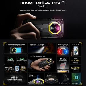 Teléfono Resistente <span class=keywords><strong>Ulefone</strong></span> Armor Mini 20 Pro 5G, 8GB+256GB, IP68/IP69K, 4.7 Pulgadas, Android 15, Dimensity 6300, NFC, OTG - Product Image 3