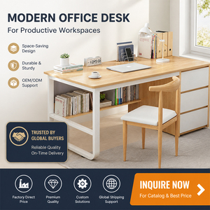 Mobilier en forme de L cadre en métal bois bureau Table maison grand coin Studio ordinateur bureau meubles - Product Image 1