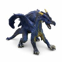 Dragon bleu en PVC 16x6.8x10CM avec ailes, sculpture de dragon en résine peinte à la main, idéale pour la décoration de bureau