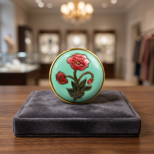 Boutons en laiton émaillés vert menthe avec fleurs roses, bijoux formels pour hommes, ronds, faits à la main, pour mariage et anniversaire - Product Image 6
