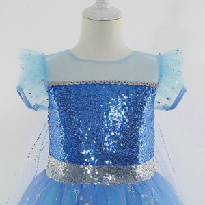 Nuovo arrivo Ice Queen Kids Party Dresses principessa festa di Halloween vestito da principessa con mantello - Product Image 3