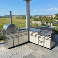 Mueble de Cocina Exterior de Acero Inoxidable de Nuevo Diseño, Personalizado para Patio Trasero, Resistente al Fuego y a la Corrosión, Multifuncional, para Villa