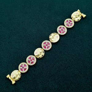 Bracelet Kundan Sovereign plaqué or, pierres Kundan, laiton, bijoux ethniques Kundan pour mariage et fêtes. - Product Image 1