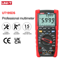 Multimètre numérique industriel UNI-T UT195DS, sélection automatique de la plage, certifié CE, étanche IP65, lampe torche, testeur de tension de phase de moteur AC/DC