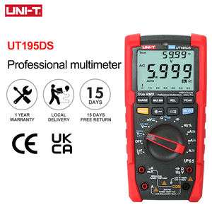 Multimètre numérique industriel UNI-T UT195DS, sélection automatique de la plage, certifié CE, étanche IP65, lampe torche, testeur de tension de phase de moteur AC/DC - Product Image 2