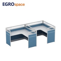 EGROspace Mobilier Moderne Poste de Travail en L pour Centre d'Appels, Cloison Modulaire en Verre pour Bureau