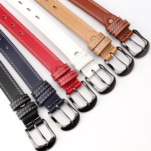 Rewin Retro Style Unisex Black Pin Buckle Design Women Belt Pu Leather Belt For Men Black High Quality Leather Belts For Women