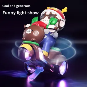 Bechotoy 360 Derece Dönen Çocuklar İçin Işıklı Müzikli Dinamik Eğlenceli Plastik Elektrikli Üç Tekerlekli Akrobasi Motosiklet Oyuncakları Bebekler İçin - Product Image 3