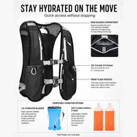Gilet d'hydratation 5L léger, respirant, pliable, imperméable avec bouteilles d'eau, réglable pour course à pied, trail et marathon