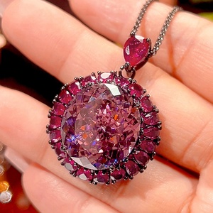 Fashion Eco-friendly Copper Wedding Necklace <b>Sets</b> for Women Jewelry 18*20mm Red Zirconia Elegant Bridal Premium Matching <b>Set</b> - Product Image 3