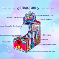 Machine de jeu d'arcade à monnayeur pour attraper les anneaux et les bouteilles, avec éclairage LED et système de rédemption de tickets, pour hôtels et centres commerciaux
