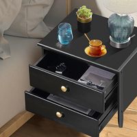 Combohome Table de chevet Table de chevet avec tiroir Table d'appoint carrée Table d'appoint en bambou Table de chevet moderne Classique Noir