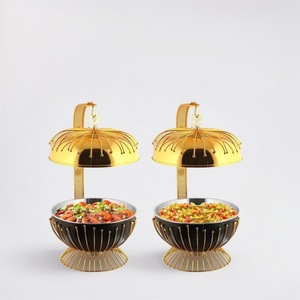 ถาดอุ่นอาหารสแตนเลสทรงกลมสีทองสำหรับโรงแรมร้านอาหาร - Product Image 3