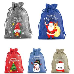 Bolsa de Arpillera Grande de 20x30cm con Logotipo Navideño, Bolsa de Lino Personalizada para Regalos, Ideal para Empacar Dulces, Juguetes y Regalos de Navidad - Product Image 1