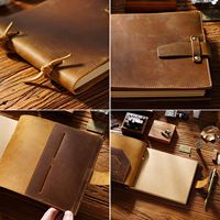 Diario de Piel Genuina de Grano Completo Cuaderno de Trabajo Libro de Cuentas Libreta de Papel Personalizada Funda de Piel para Libro Bloc de Notas Vintage