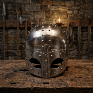 Casque de guerrier viking médiéval en acier antique, armure médiévale en acier, casque viking poli, casque en métal - Product Image 2