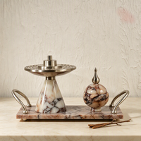 Ensemble de brûleurs d'encens de luxe en marbre pour le Ramadan, brûleur de Bakhoor arabe avec boîte de rangement, décoration de table pour la maison, fourniture d'usine personnalisée