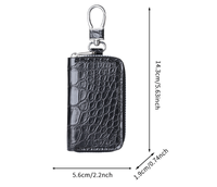 Étui à clés en cuir PU motif crocodile 2026, protège-clés de voiture zippé avec crochet métallique, housse de porte-clés unisexe mince