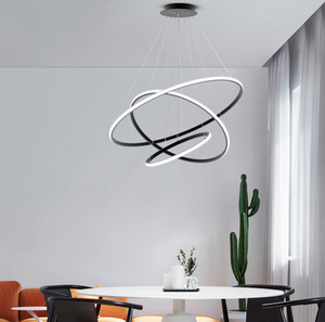 Luces colgantes de acrílico de aluminio moderno LED negro acabado redondo multy anillo colgante Luz - Product Image 3