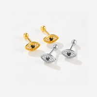 FUAMAY S925 argent Sterling simple œil mal boucle d'oreille coloré Zircon Piercing Cartilage boucles d'oreilles