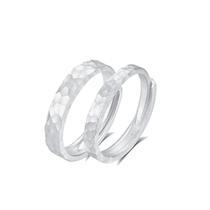 Anillos <span class=keywords><strong>de</strong></span> Boda Modernos <span class=keywords><strong>de</strong></span> <span class=keywords><strong>Plata</strong></span> <span class=keywords><strong>de</strong></span> Ley S925 ALICE con Diseño Personalizado y Patrón Martillado, Antideslustre, para Parejas Unisex - Product Image 4