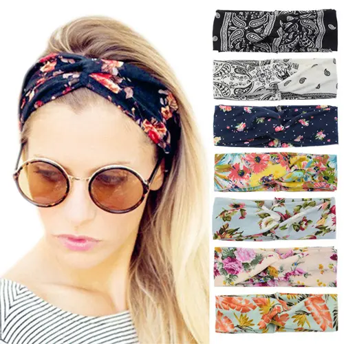 New Design Fashion Printed Girl Hair Accessories Flower Headbands For Women