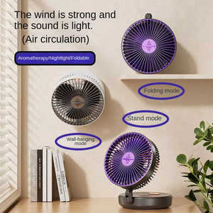 Ventilateur de bureau pliable avec veilleuse LED, best-seller, multifonctionnel, rechargeable, pour circulation d'air, ventilateur mural - Product Image 1