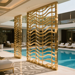 Manufacturers Art Stainless Steel Divider Metal Mesh <strong>Screen</strong> Laser Cut Hollow Cutout <strong>Partition</strong> for Office Engineering Decoration - Product Image 1